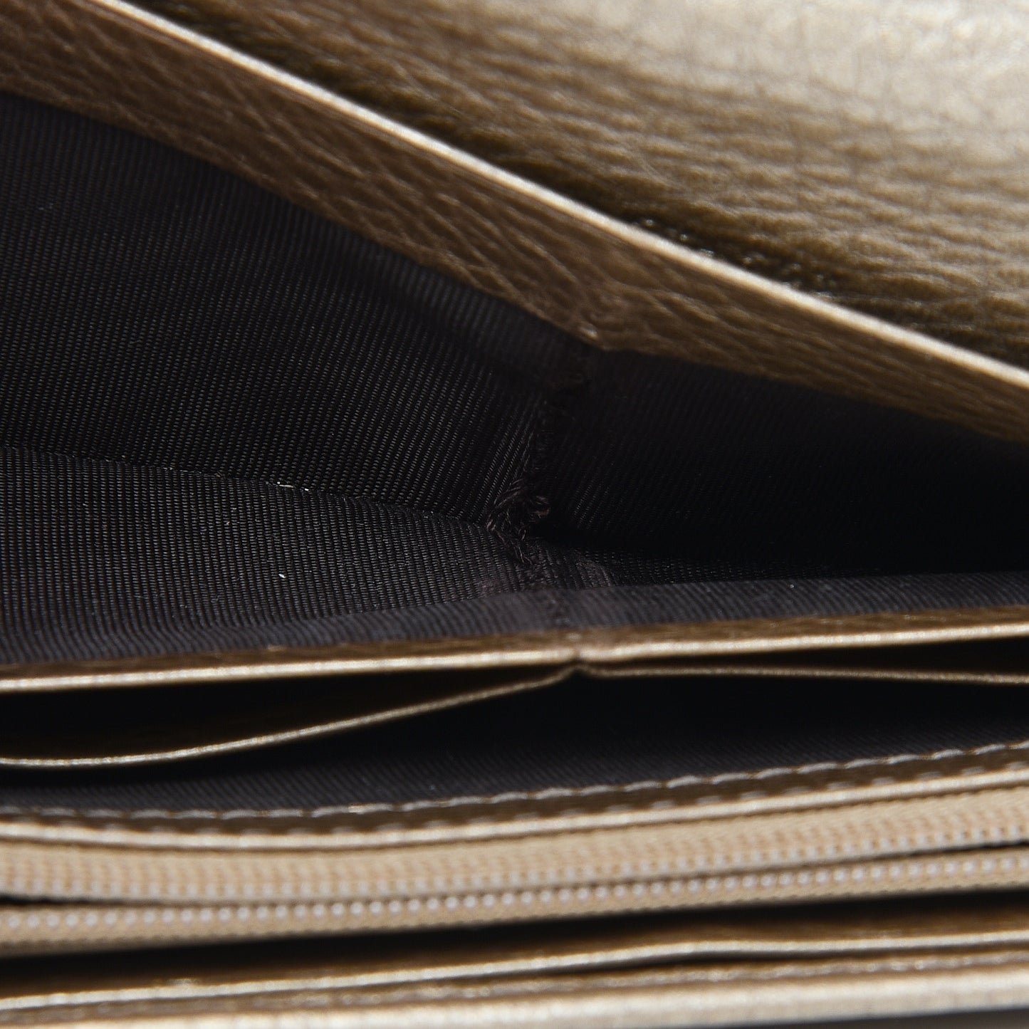 Metallic Pebbled Calfskin Large Soho Continental Wallet Golden Beige