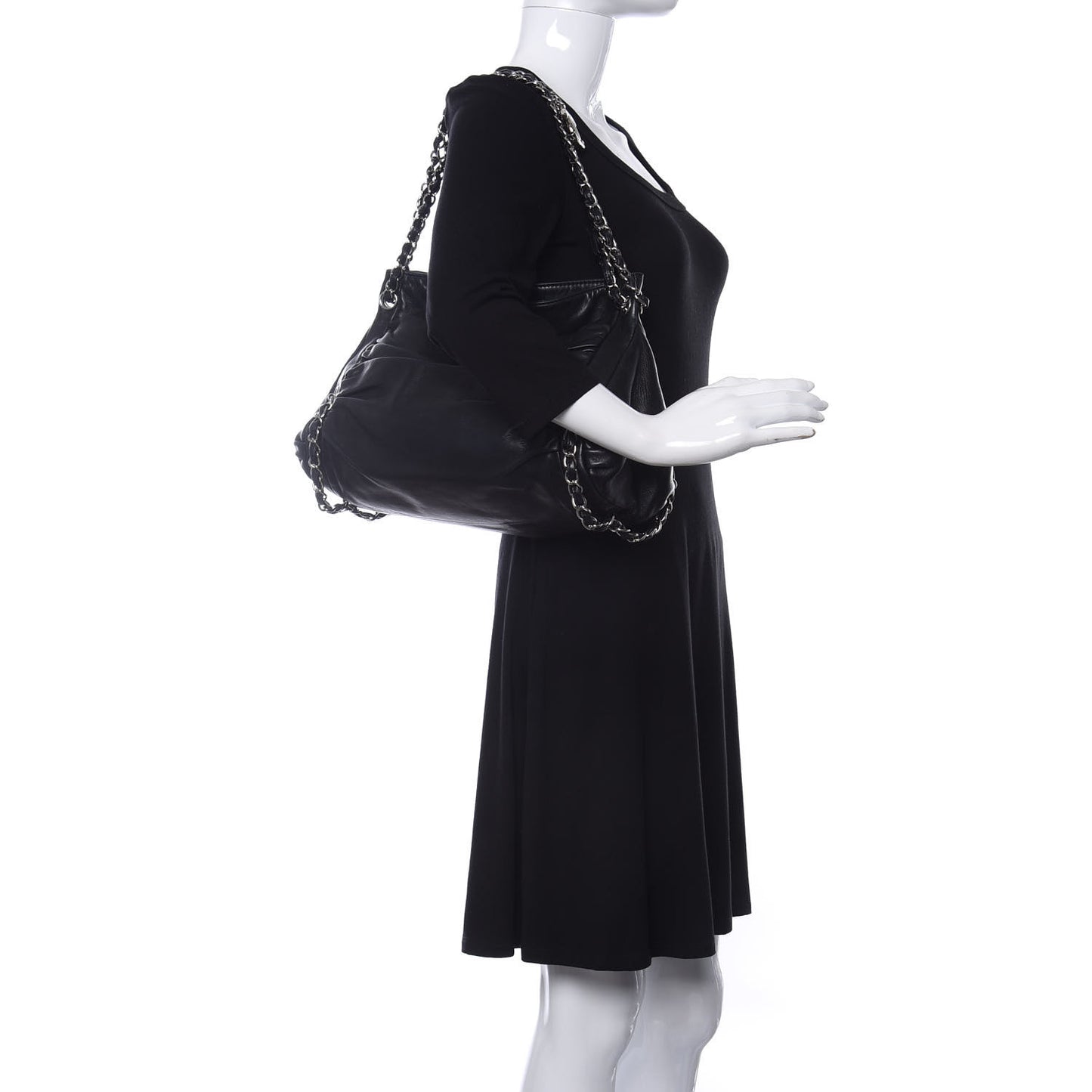Lambskin Large Sharpei Shoulder Bag Black