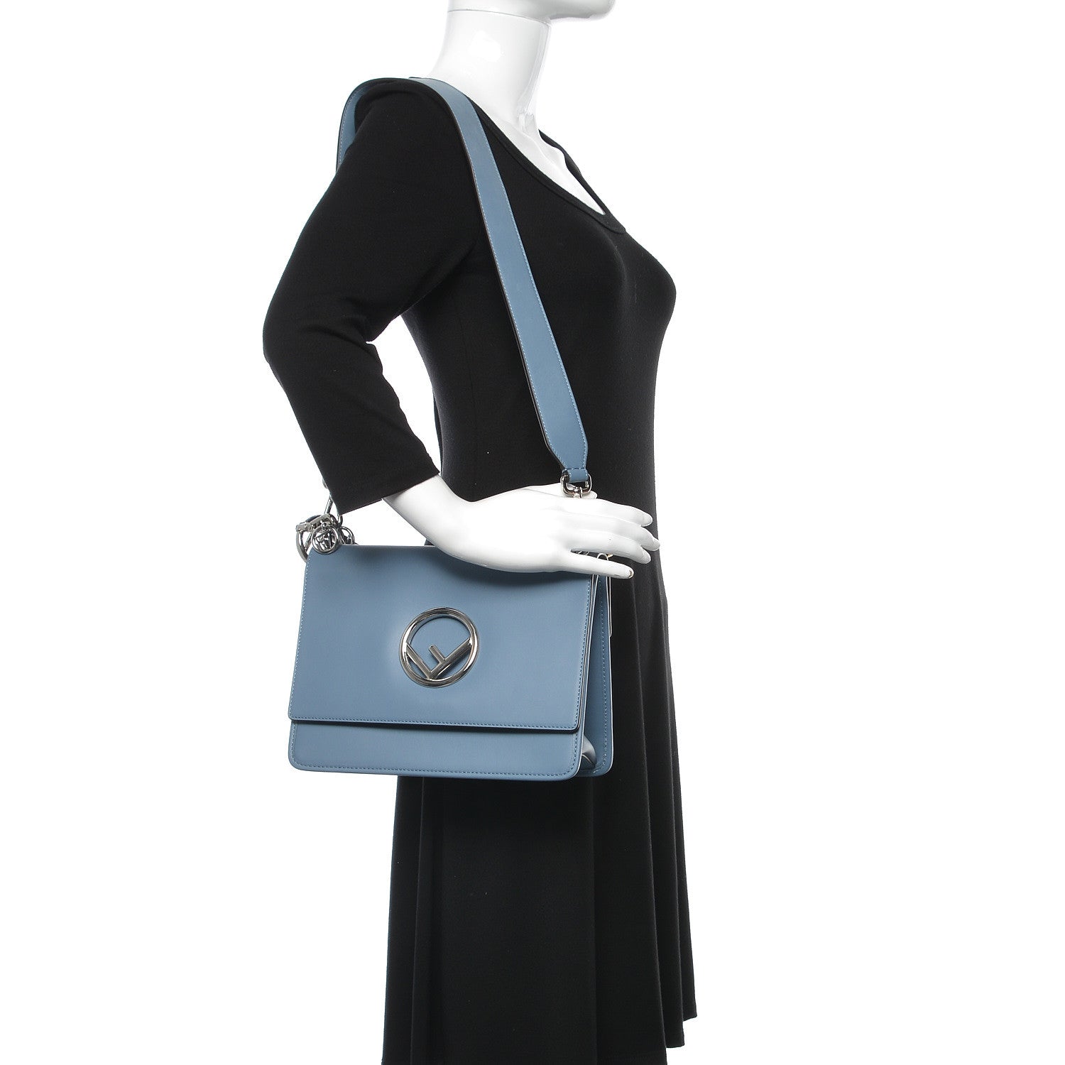Fendi Vitello Century Opaco F is Fendi Kan I Shoulder Bag Ceruleo 3 of 10