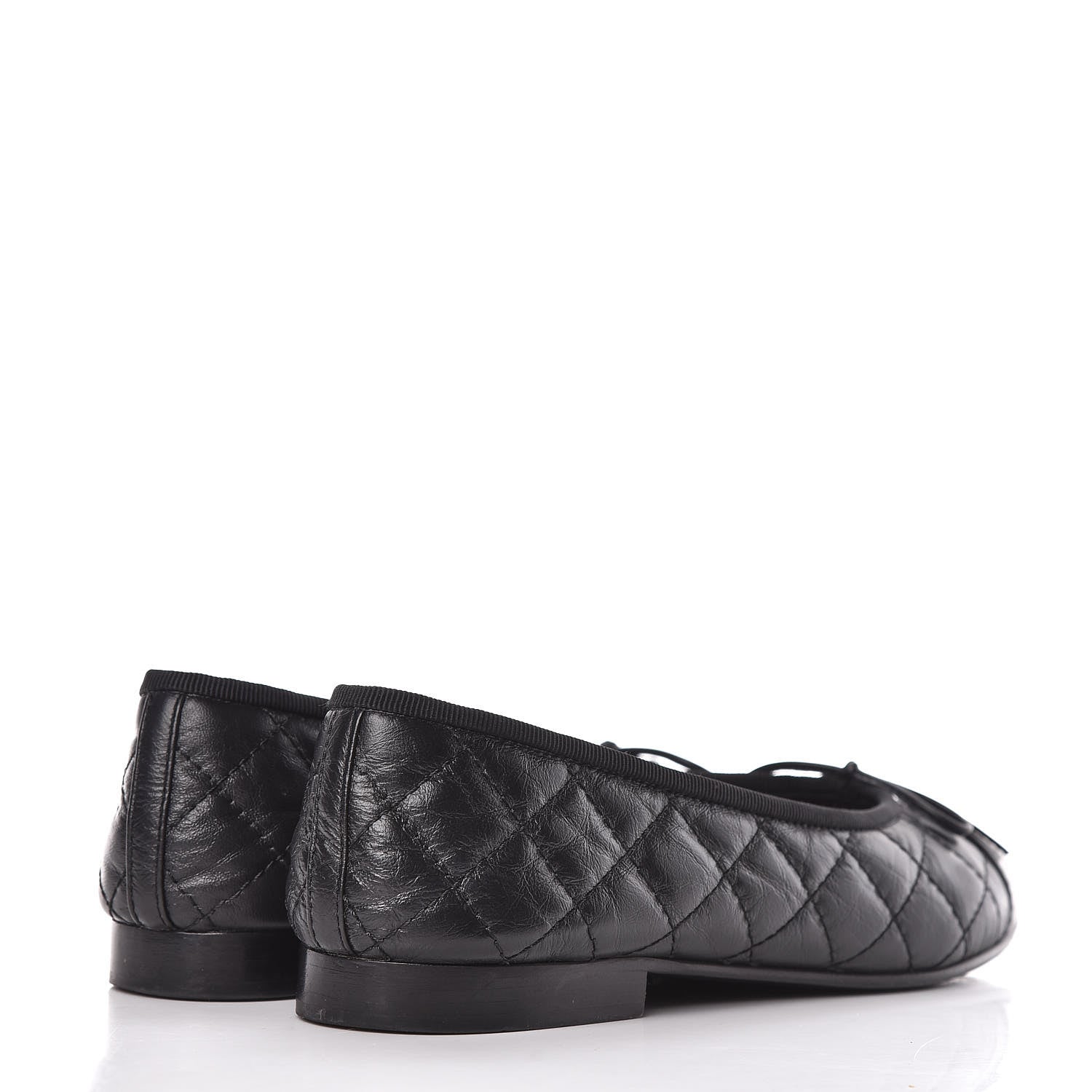 Chanel Aged Calfskin Quilted CC Cap Toe Ballerina Flats 36.5 Black 4 of 14