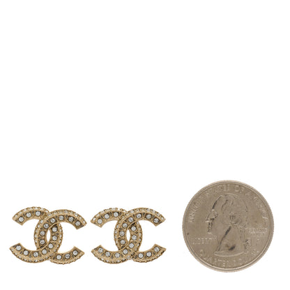 Chanel Crystal Timeless CC Earrings Light Gold 2 of 5