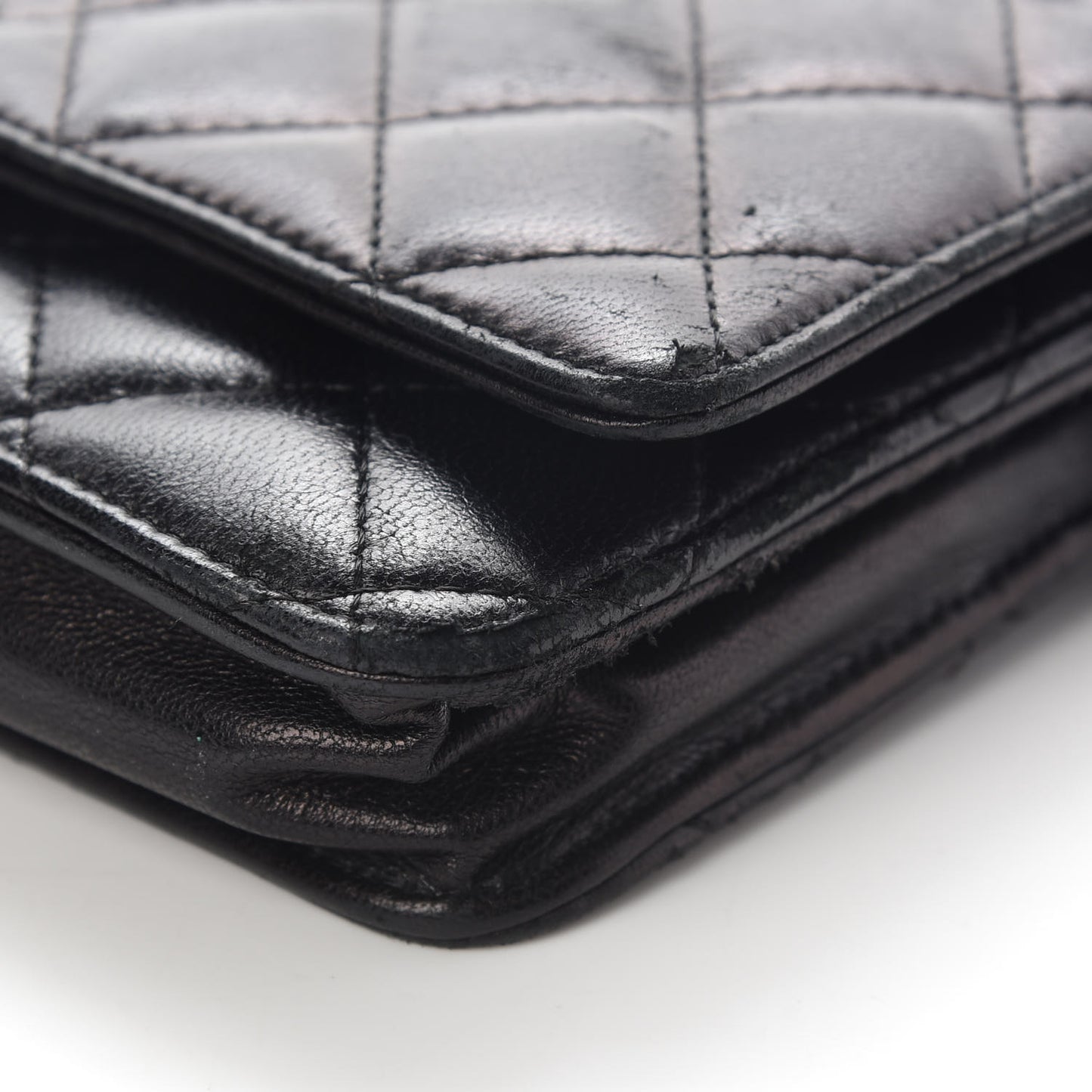 Lambskin Quilted Wallet On Chain WOC Black