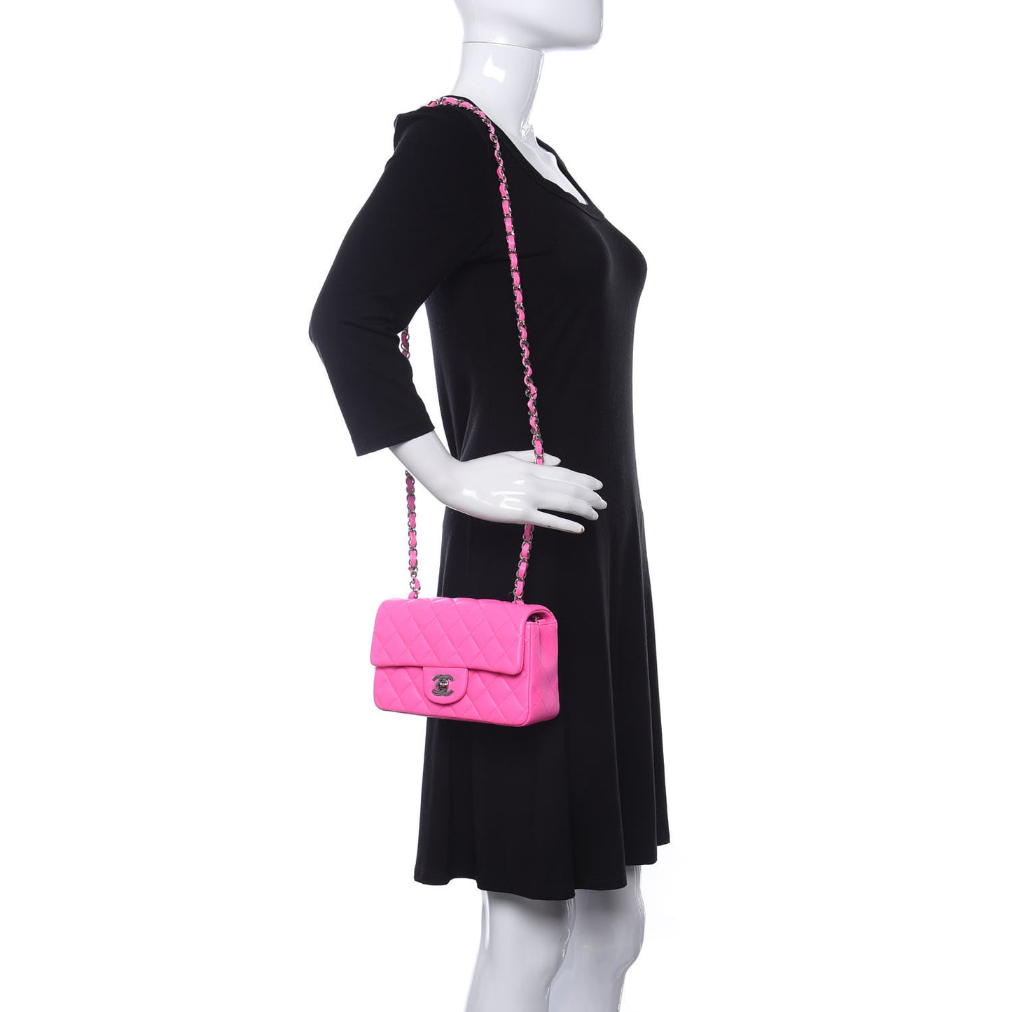 Lambskin Quilted Mini Rectangular Flap Pink