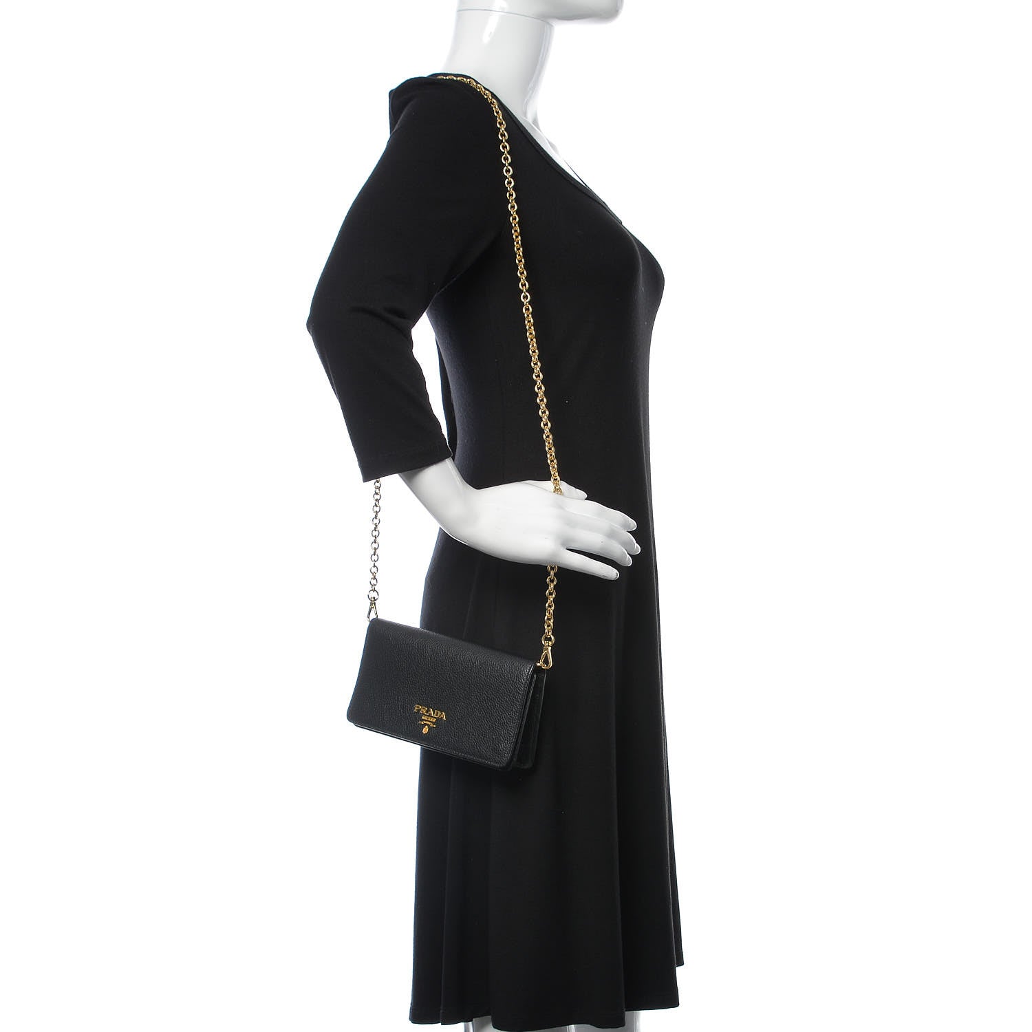 Prada Vitello Daino Mini Crossbody Bag Black 2 of 9