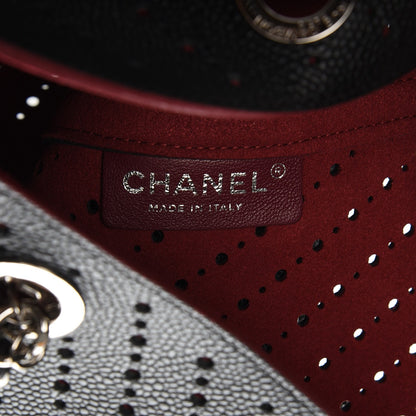 Chanel Perforated Grained Calfskin Large Shopping Tote Black 6 of 8