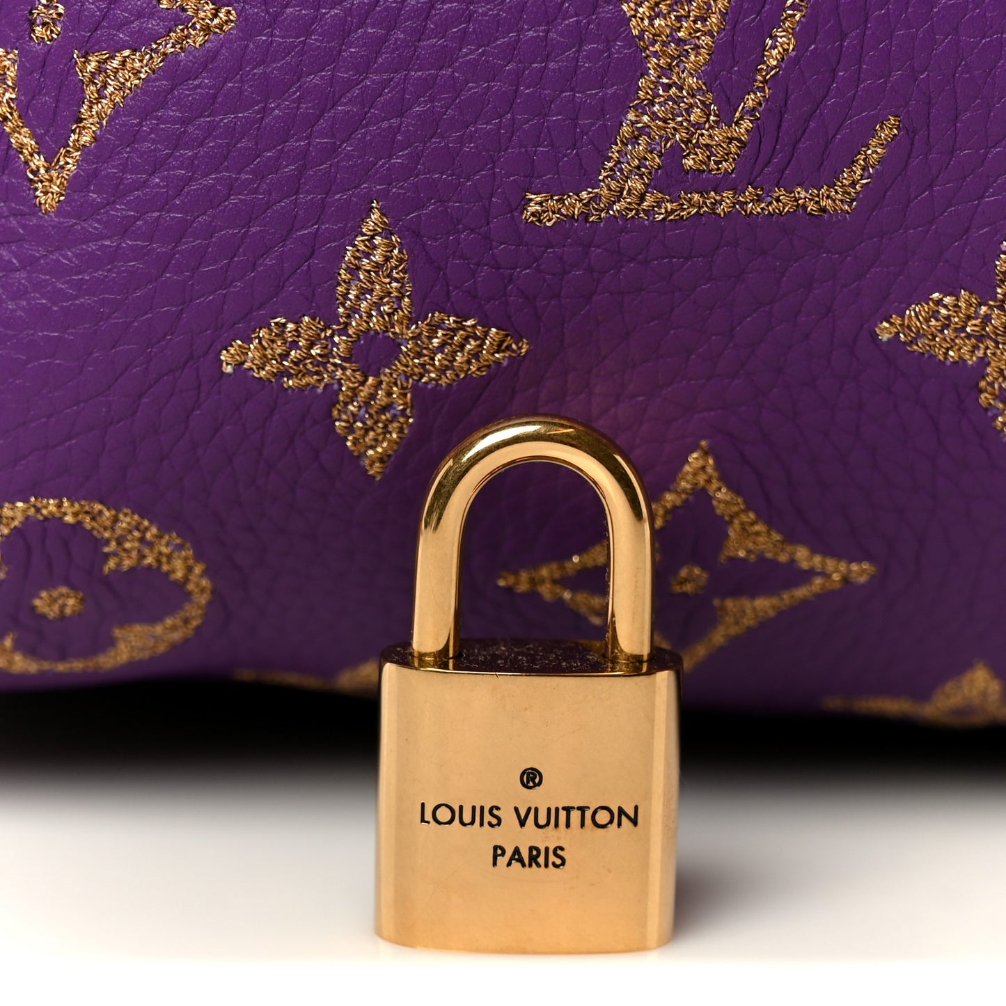Calfskin Embroidered Monogram Speedy P9 Bandouliere 30 Golden Lotus Purple