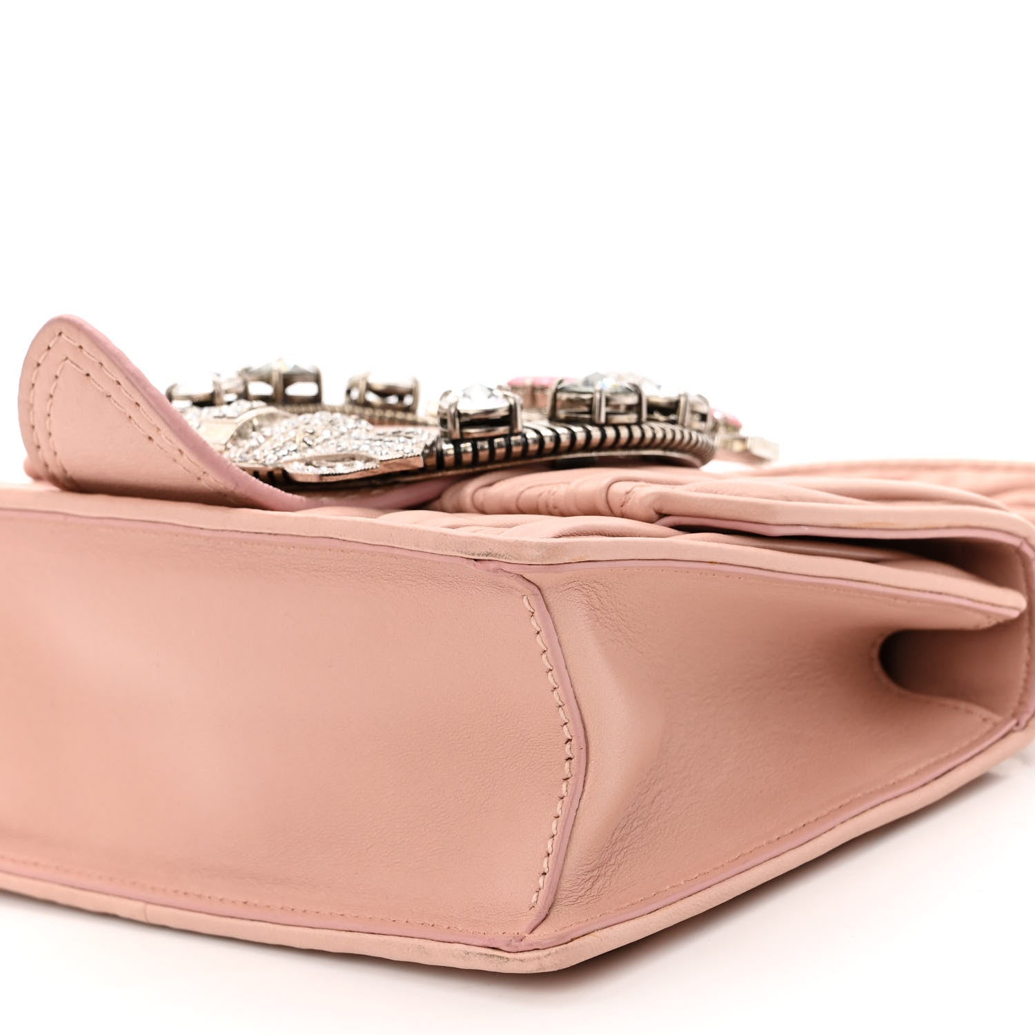 Miu Miu Nappa Matelasse Crystal Embellished Lady Shoulder Bag Orchidea 9 of 10