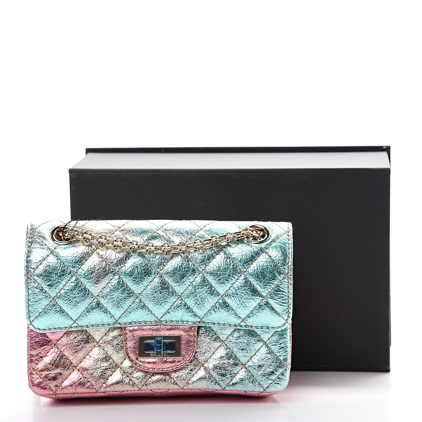 Metallic Goatskin Quilted Mini 2.55 Reissue Flap Multicolor