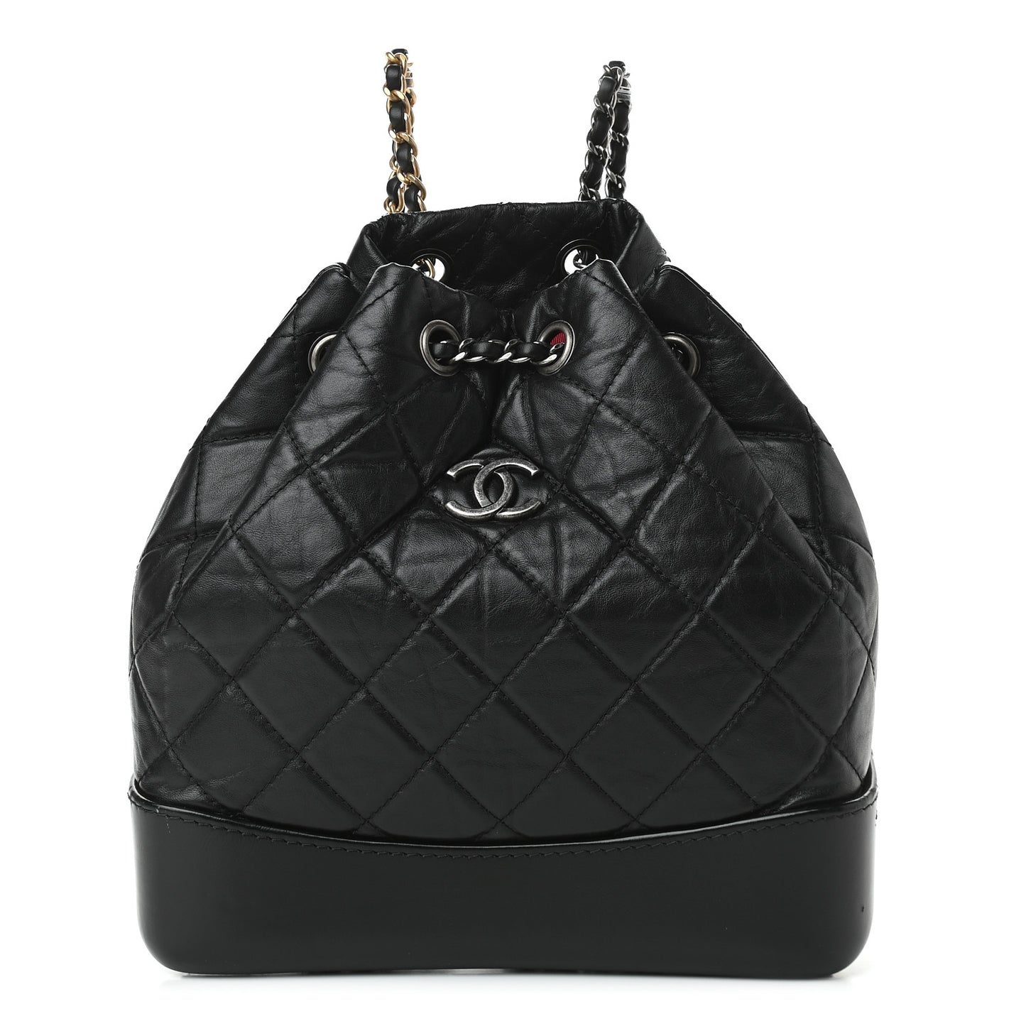 Aged Calfskin Quilted Small Gabrielle Backpack Black