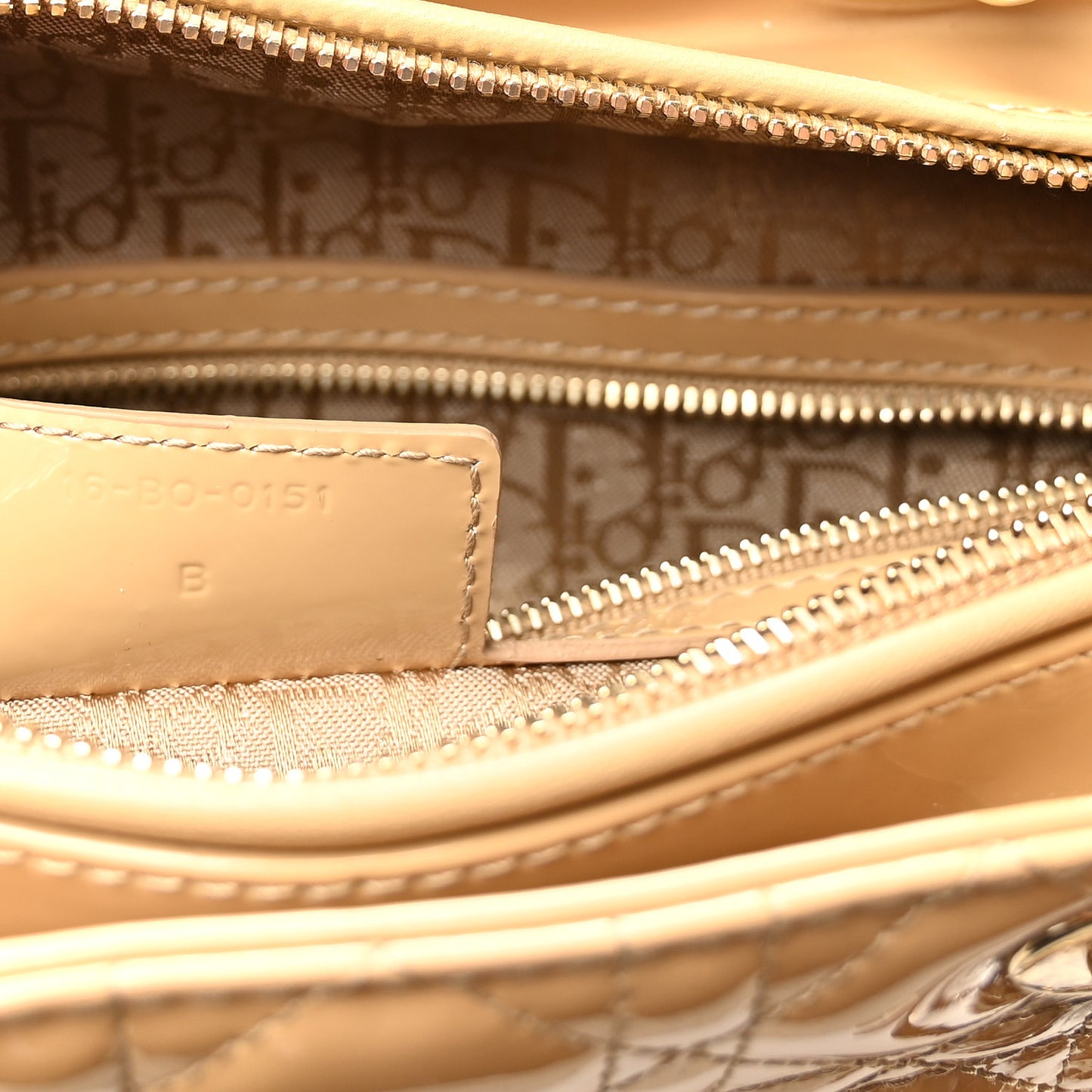 Patent Cannage Large Lady Dior Dark Beige