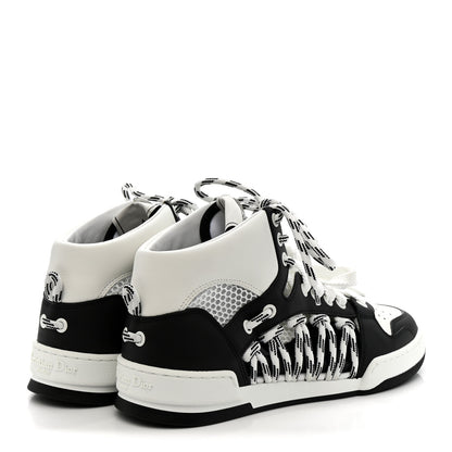 Christian Dior Calfskin Mesh Cutout High Top Sneakers 37 Black White 5 of 9