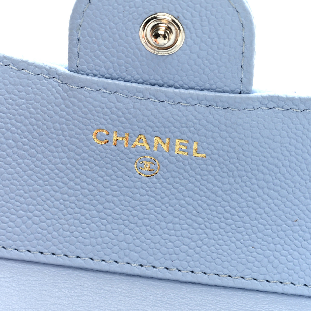 Caviar Quilted Compact Flap Wallet Light Blue