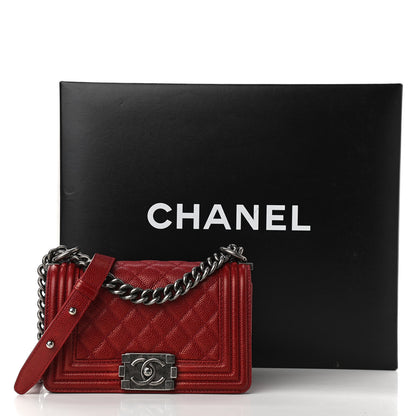 Chanel Caviar Quilted Small Boy Flap Dark Red 11 of 11