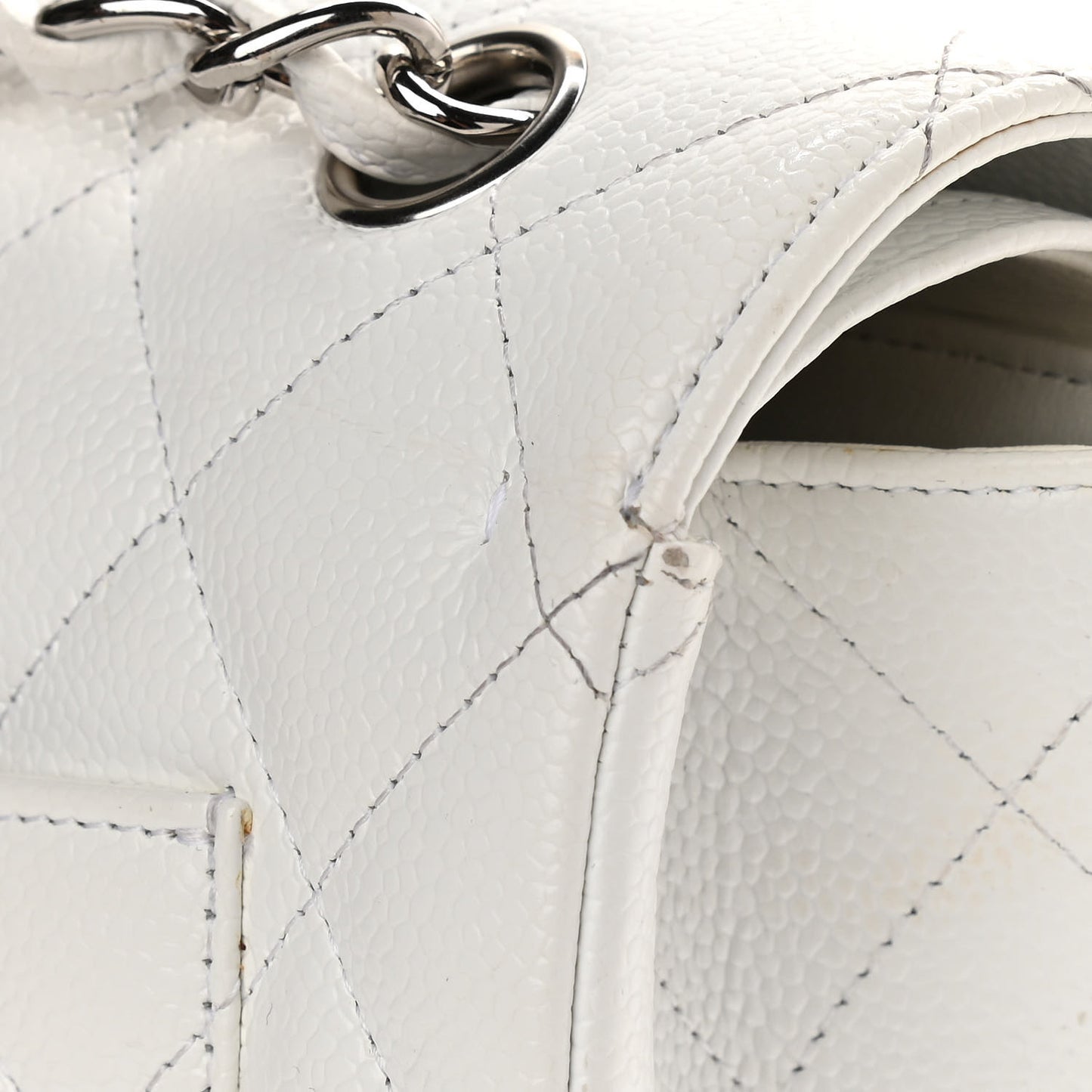 Caviar Quilted Maxi Double Flap White