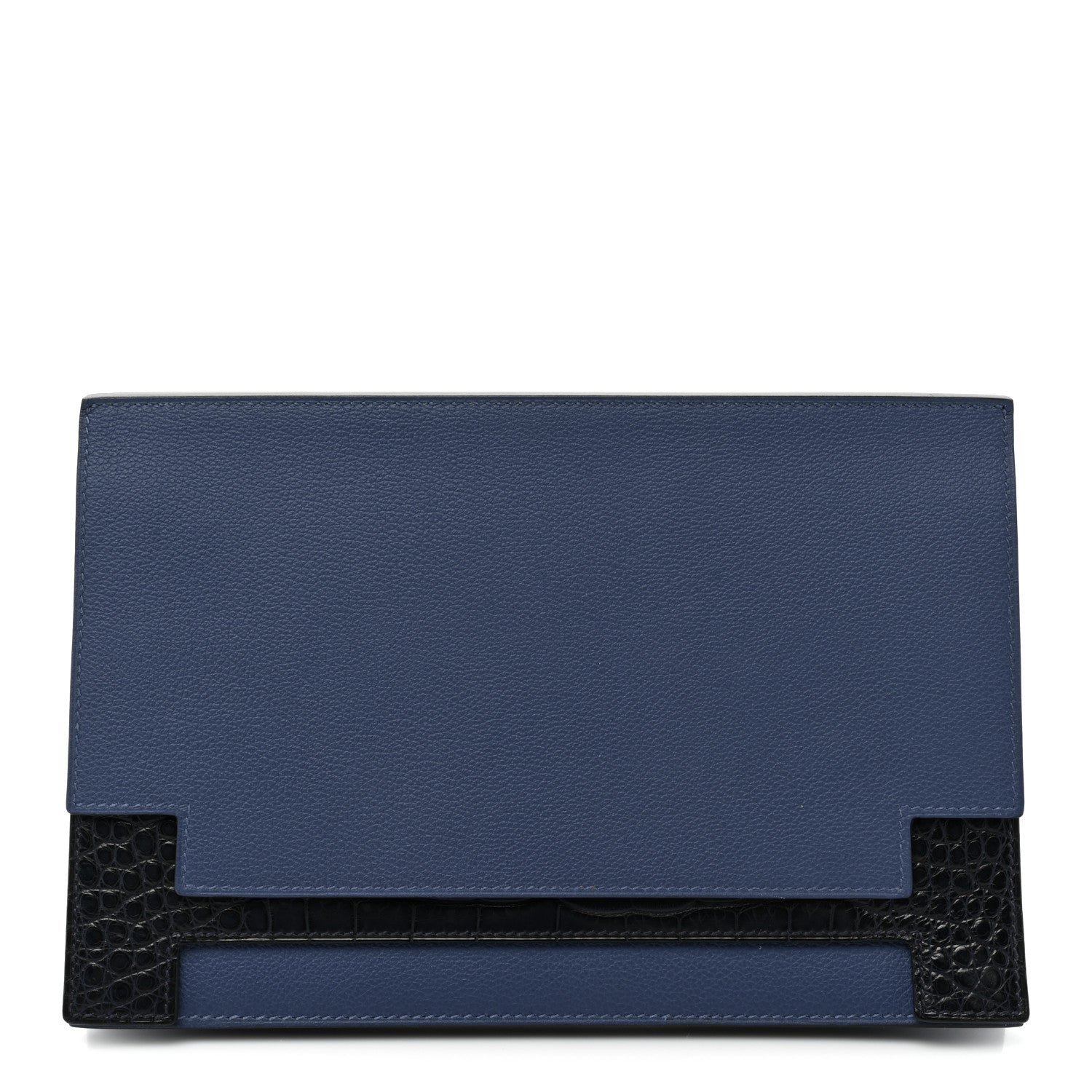 Hermes Evercolor Matte Alligator Multiplis Clutch Bleu Brighton Bleu Marine 1 of 13