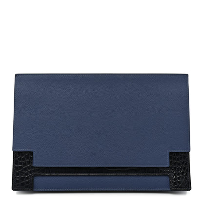 Hermes Evercolor Matte Alligator Multiplis Clutch Bleu Brighton Bleu Marine 1 of 13