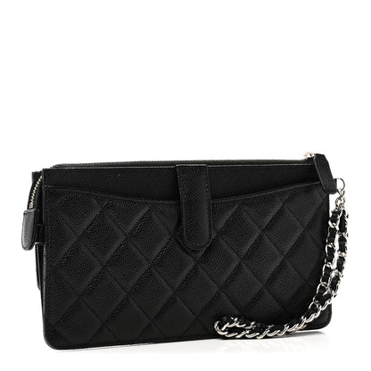 Chanel Caviar Quilted Classic Pouch With Handle Black 2 of 10