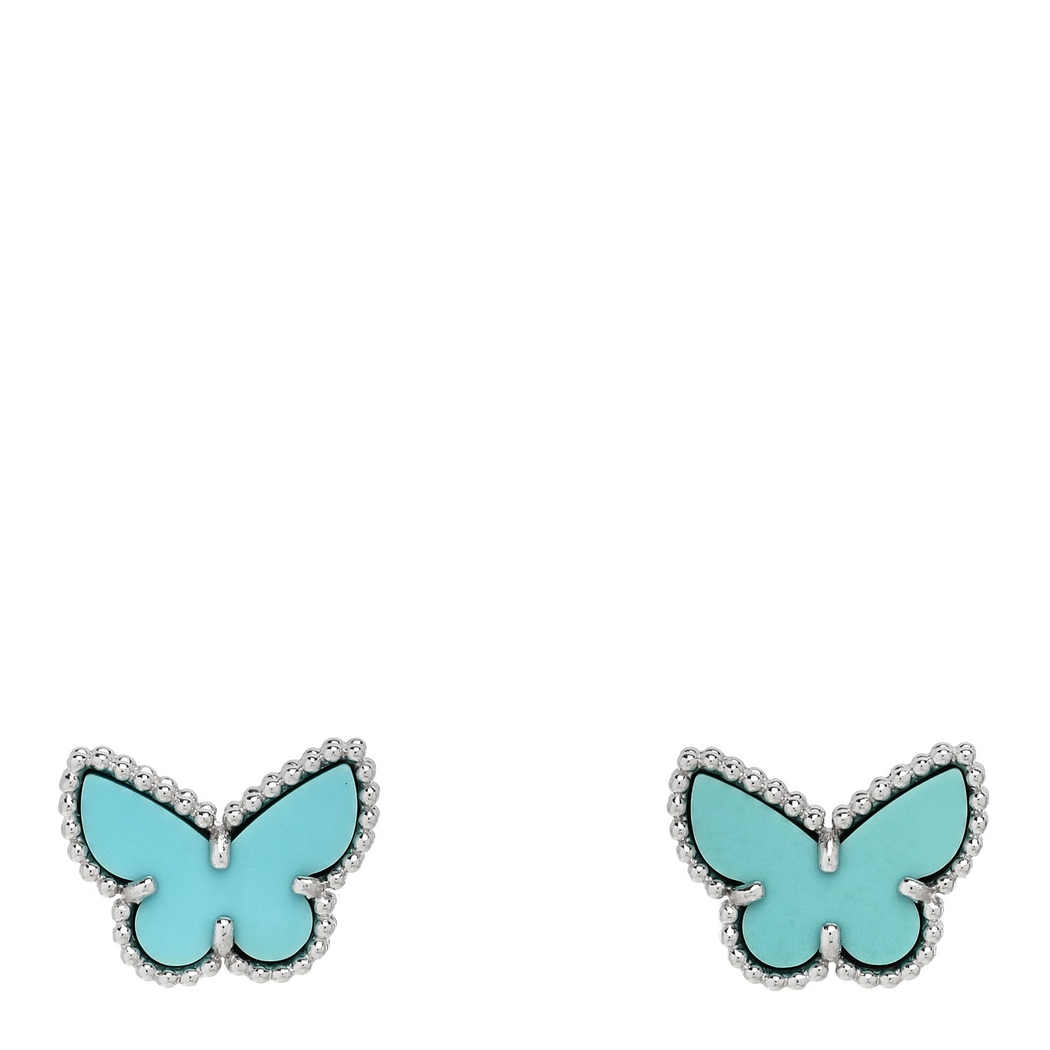 Van Cleef & Arpels 18K White Gold Turquoise Sweet Alhambra Butterfly Earrings 1 of 5