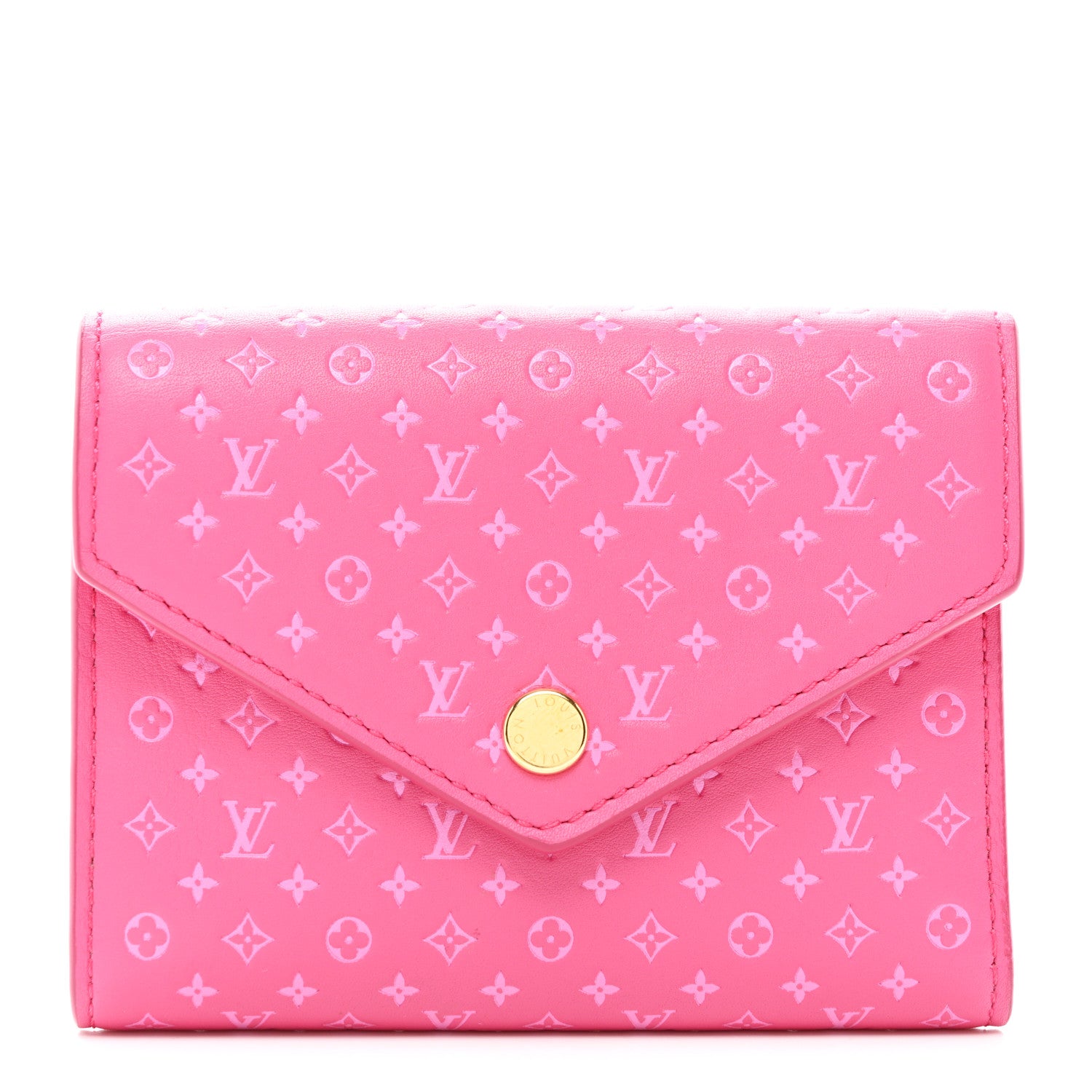 Louis Vuitton Calfskin Nanogram Embossed Victorine Wallet Rose 1 of 6