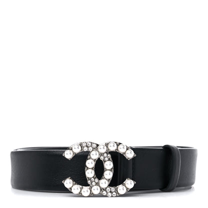Chanel Calfskin Pearl Crystal CC Belt 85 34 Black 1 of 6