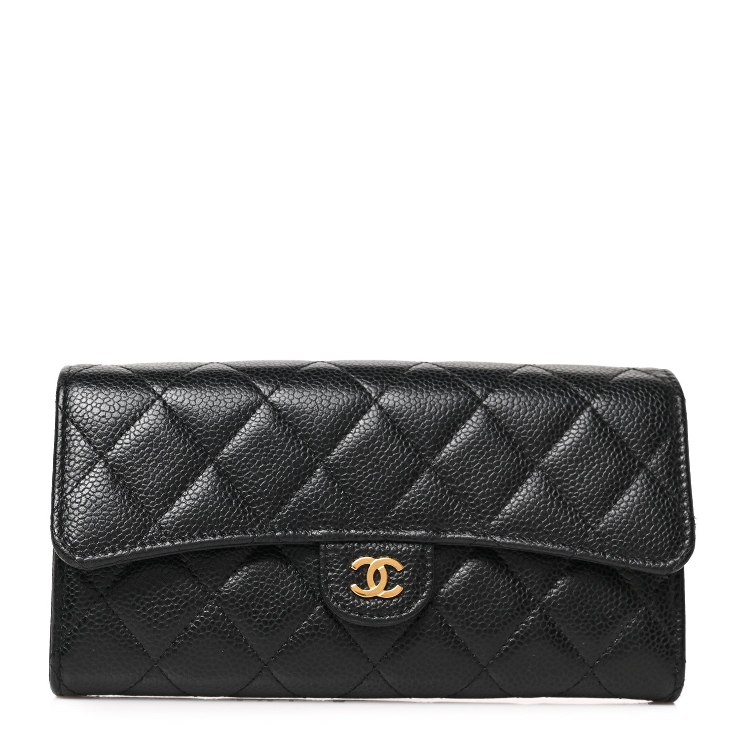 Chanel Caviar Quilted Large Gusset Flap Wallet Black 1 of 7