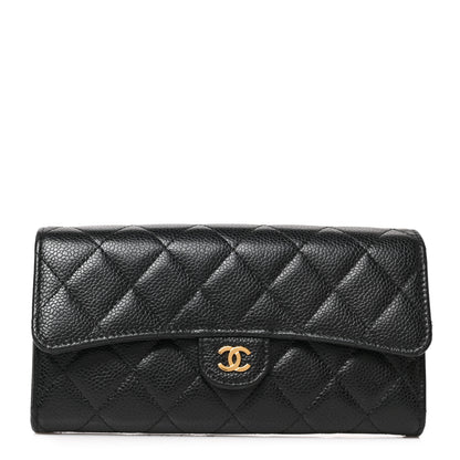 Chanel Caviar Quilted Large Gusset Flap Wallet Black 1 of 7