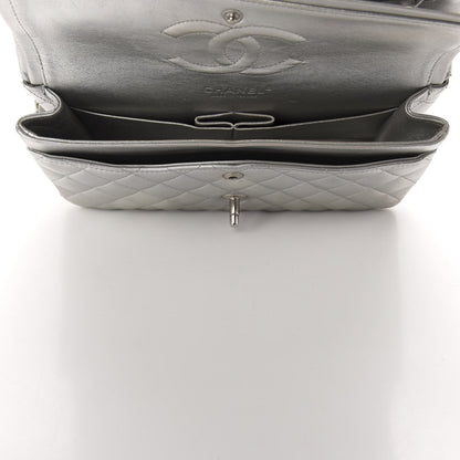 Chanel Metallic Lambskin Quilted Medium Double Flap Dark Grey 5 of 14