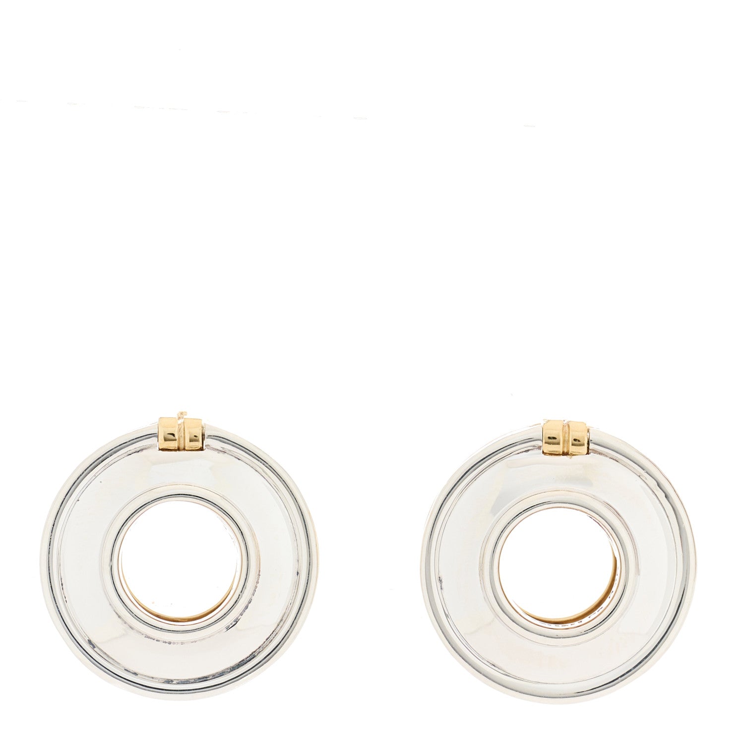 Tiffany Sterling Silver 18K Yellow Gold Paloma Picasso Magic Disc Earrings 3 of 11