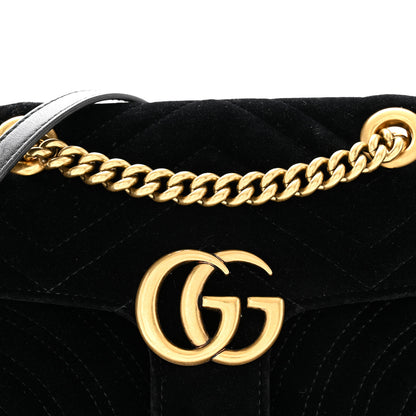 Gucci Velvet Matelasse Mini GG Marmont Shoulder Bag Black 8 of 10