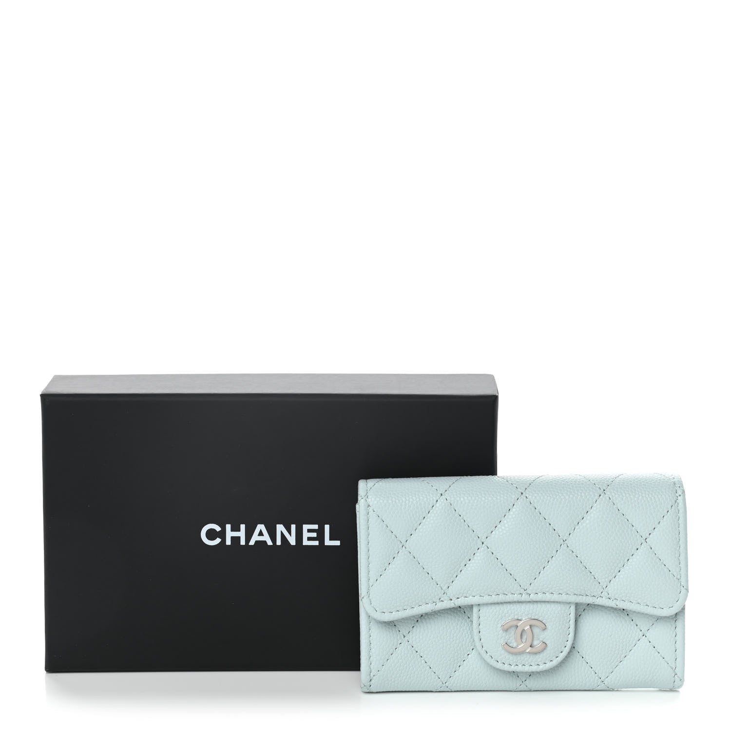 Chanel Caviar Quilted Flap Card Holder Wallet Light Blue 8 of 8