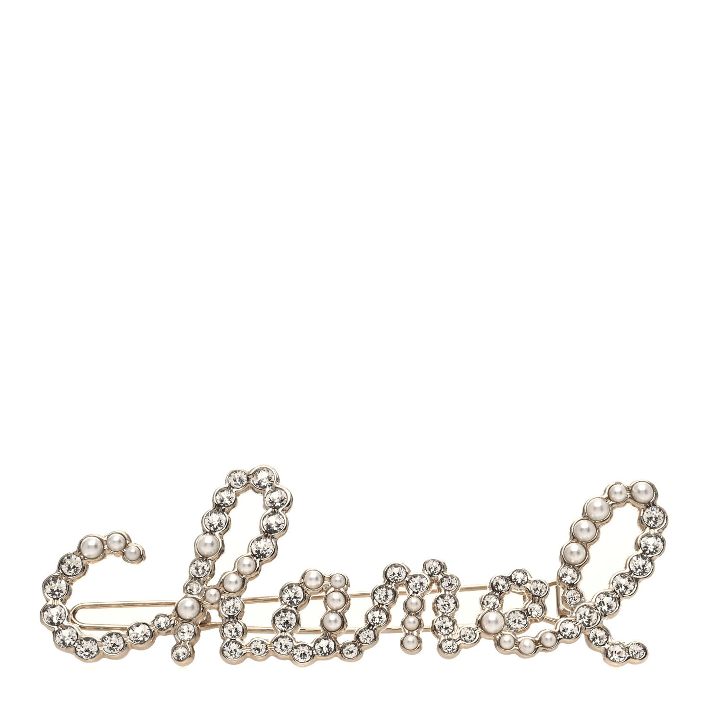 Metal Glass Swirling Pearls Hair Clip Gold