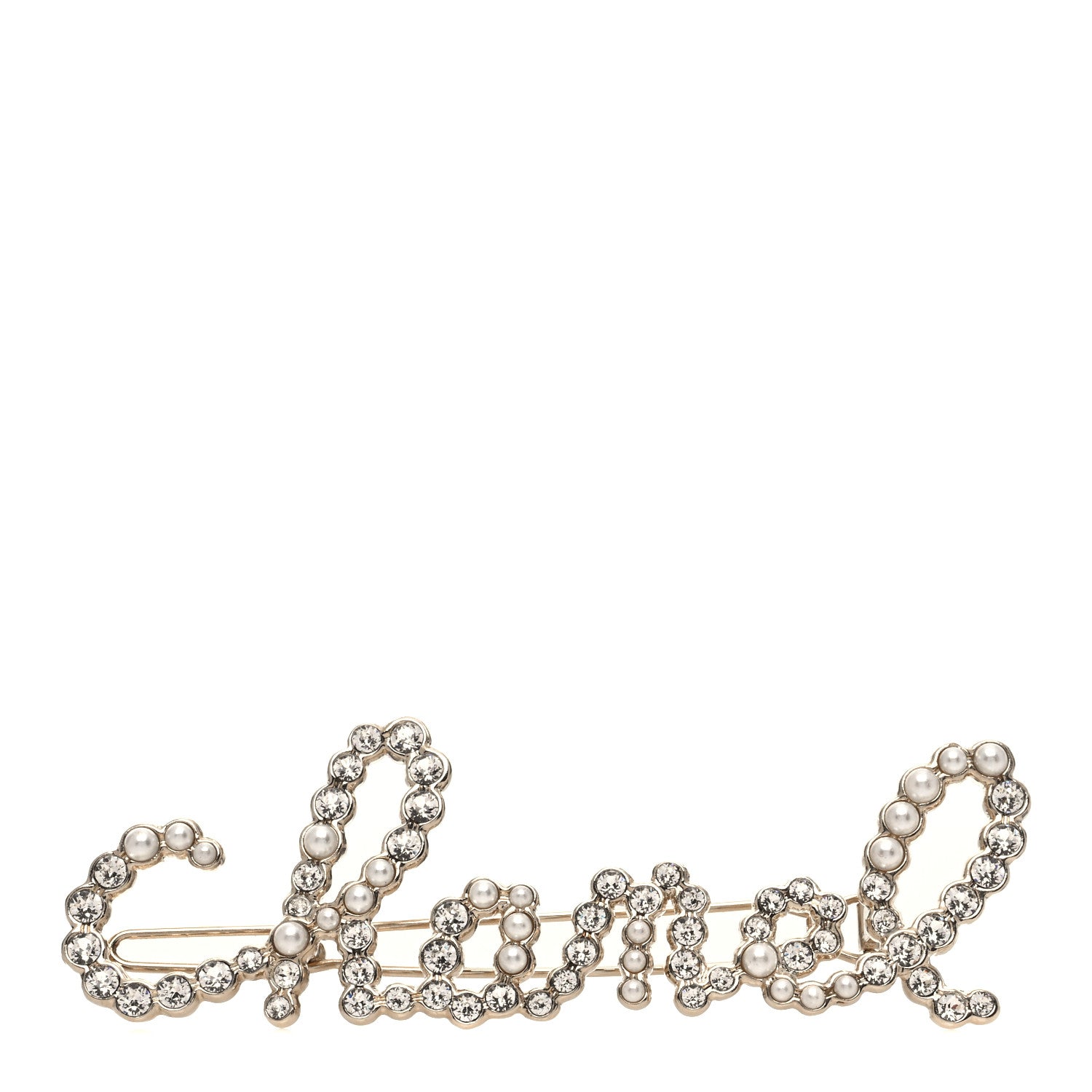 Chanel Metal Glass Swirling Pearls Hair Clip Gold 1 of 4