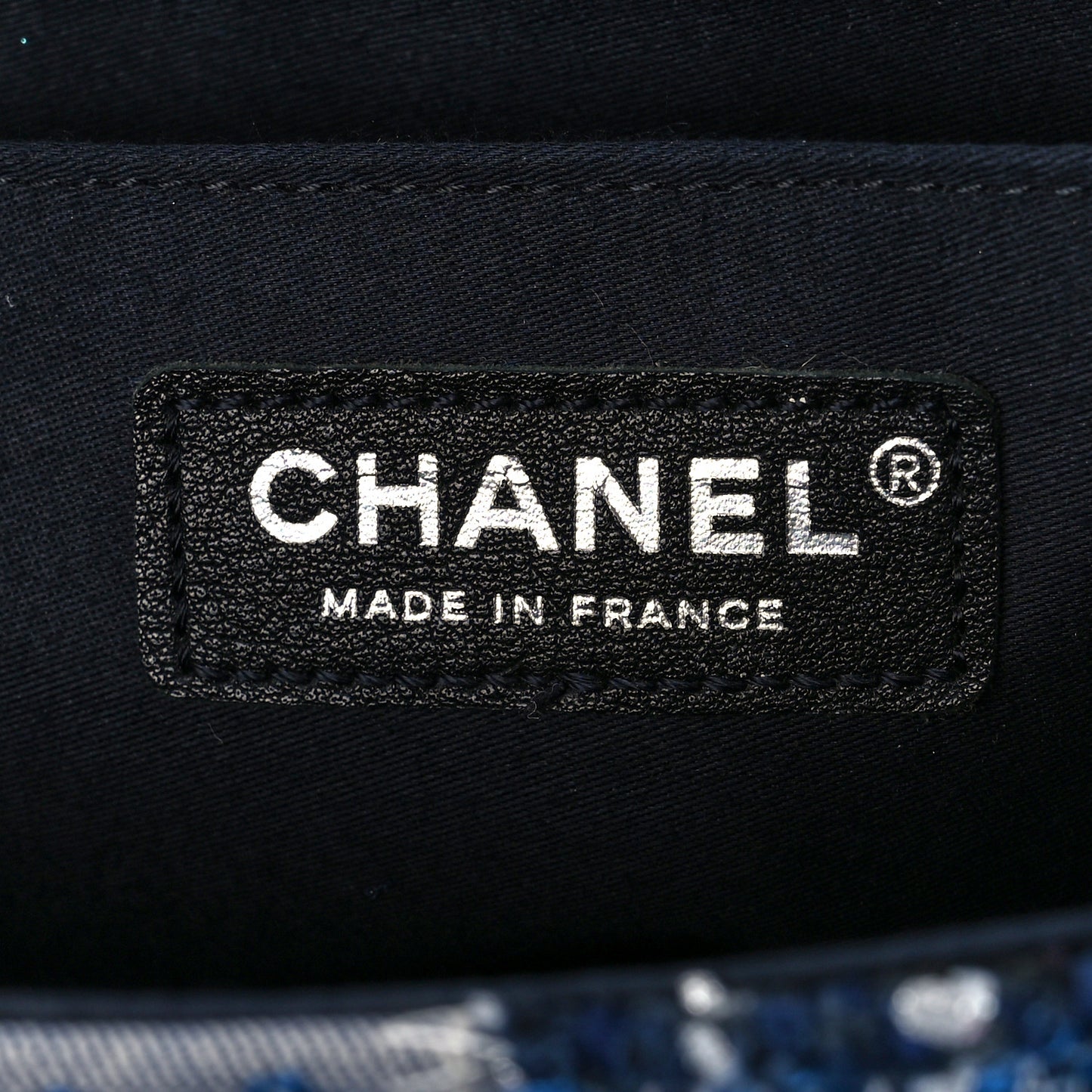 Denim Tweed Patchwork Jumbo Single Flap Blue