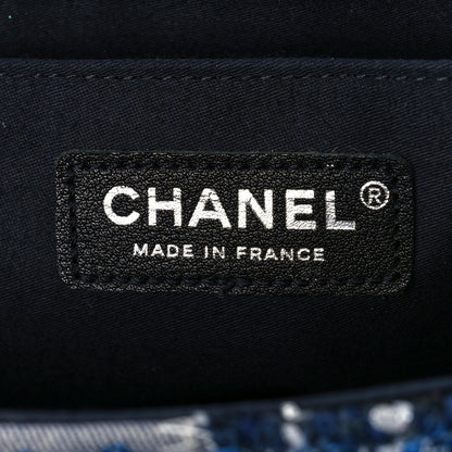 Chanel Denim Tweed Patchwork Jumbo Single Flap Blue 7 of 12