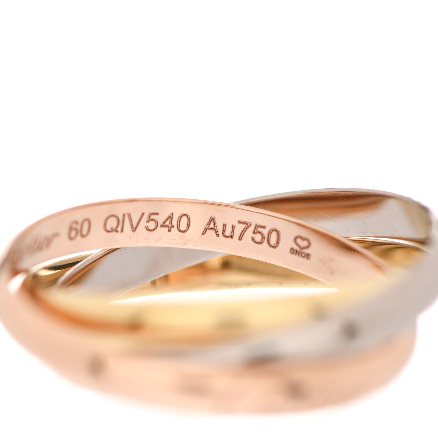 18K Pink Yellow White Gold Small Trinity Ring 60 9