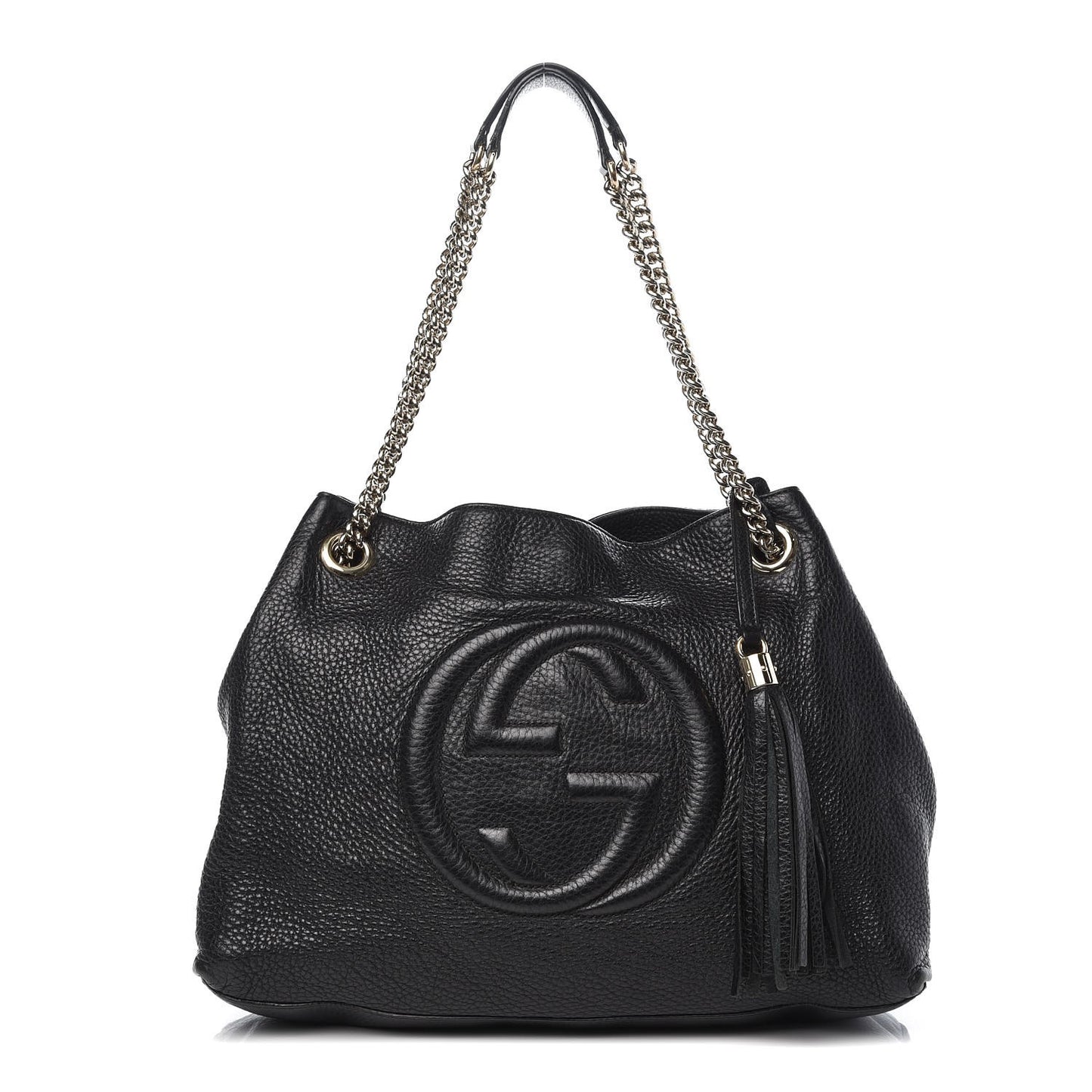 Pebbled Calfskin Medium Soho Chain Shoulder Bag Black