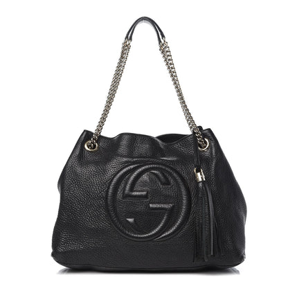 Gucci Pebbled Calfskin Medium Soho Chain Shoulder Bag Black 1 of 12