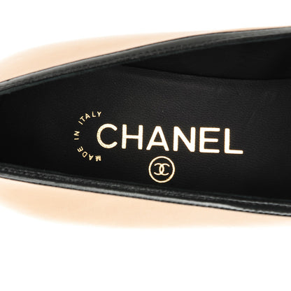 Chanel Lambskin Bow Pointed Toe Pumps 39.5 Beige Black 8 of 8