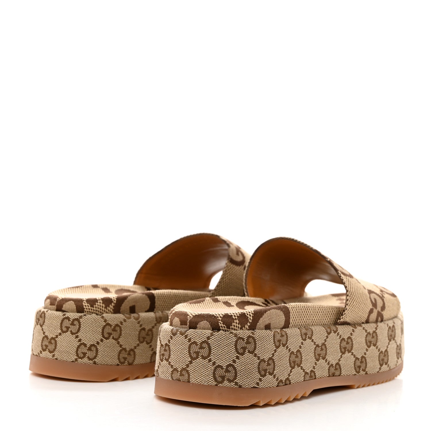 Gucci Monogram Maxi GG Angelina Platform 55mm Slide Sandals 39.5 Camel Ebony 4 of 8
