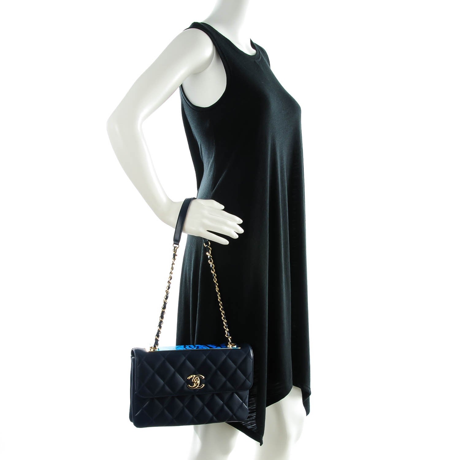 Chanel Lambskin Quilted Medium Trendy CC Flap Navy Blue 2 of 9