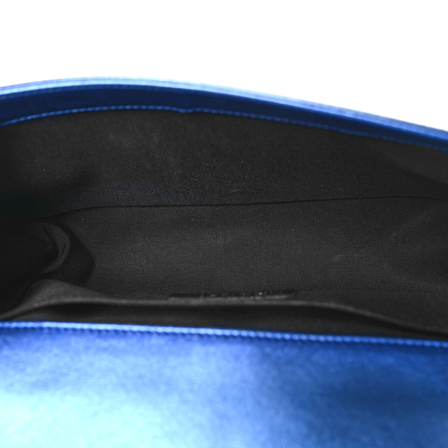 Metallic Patent Quilted Medium Boy Flap Blue
