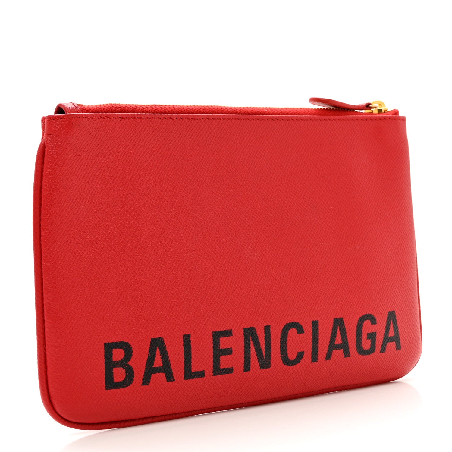Balenciaga Signature Grained Calfskin Logo Ville Zip Pouch M Rouge Lantern Black 3 of 6