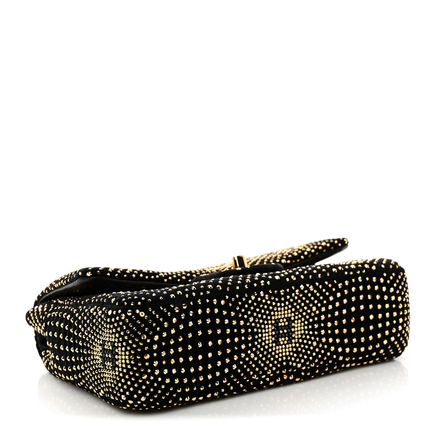 Chanel Velvet Strass Evening Flap Bag Black Gold 4 of 11