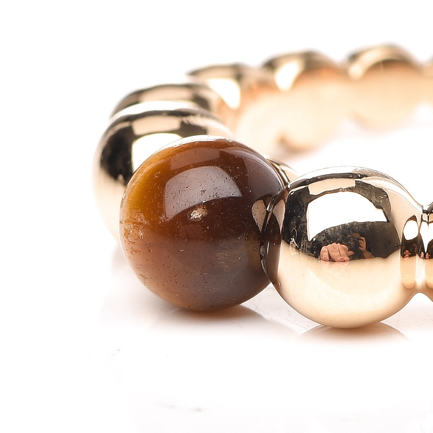 18K Yellow Gold Tiger's Eye Perlee Couleurs Variation Ring 50 5.25