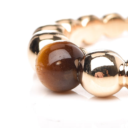 Van Cleef & Arpels 18K Yellow Gold Tiger's Eye Perlee Couleurs Variation Ring 50 5.25 9 of 9