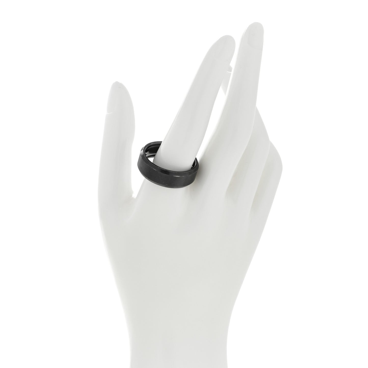 Black Titanium 8.5mm Beveled Band Ring 69 12.5