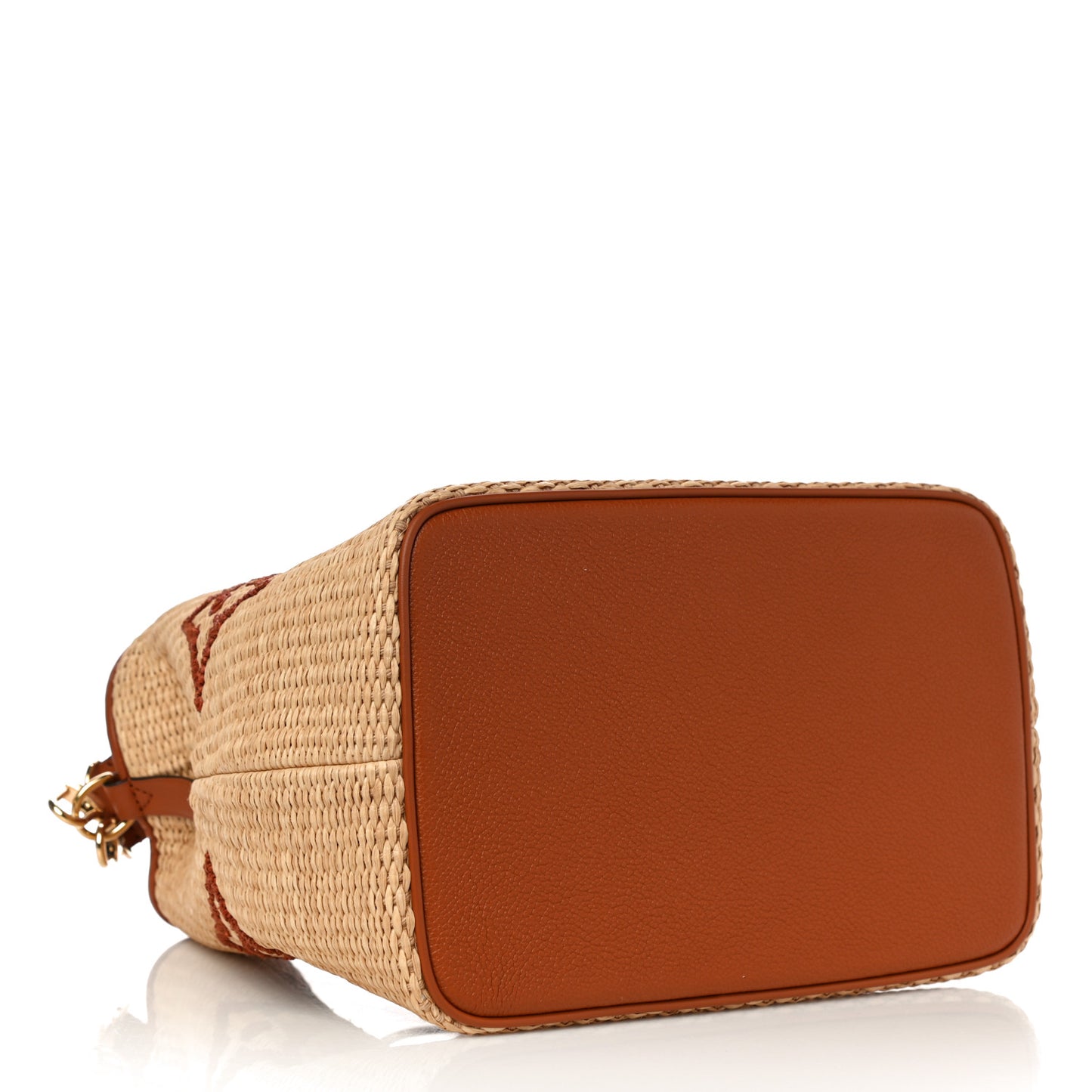 Raffia Calfskin Monogram Neonoe MM Tan