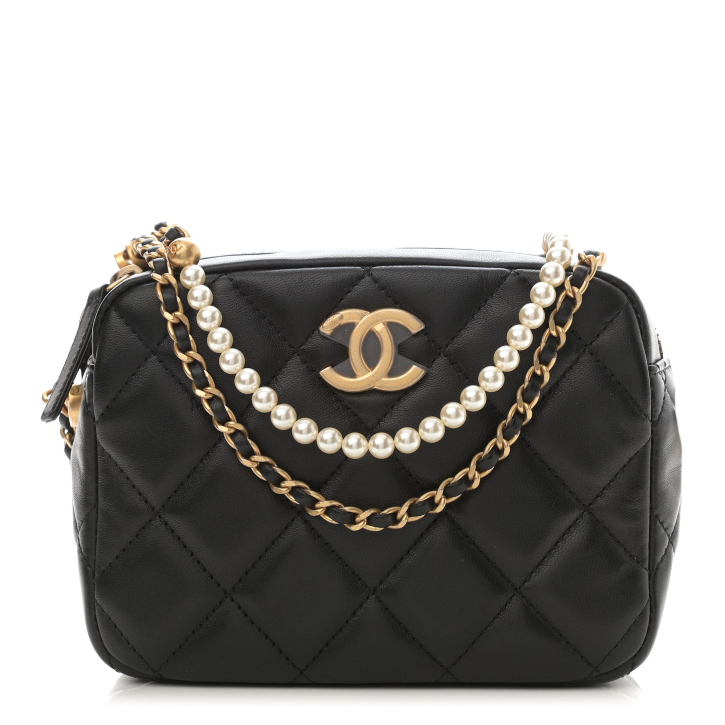Lambskin Quilted Mini My Perfect Camera Case Black