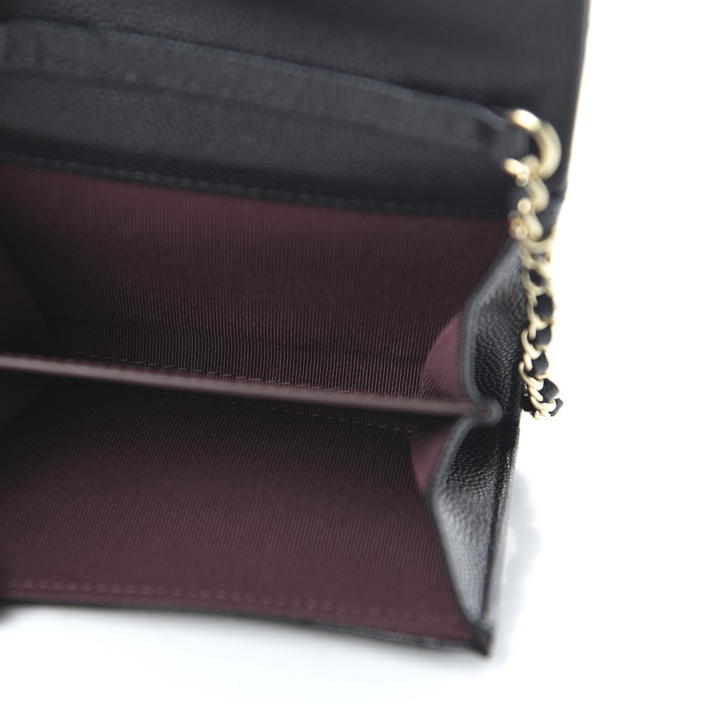 Caviar Quilted Flap Card Holder On Chain Black