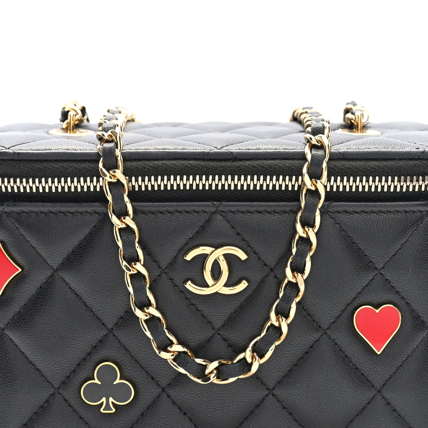 Chanel Lambskin Quilted Enamel Coco Casino Small Vanity Case With Chain Black 9 of 11
